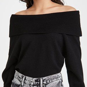PAIGE Black Off-the-Shoulder Sweater